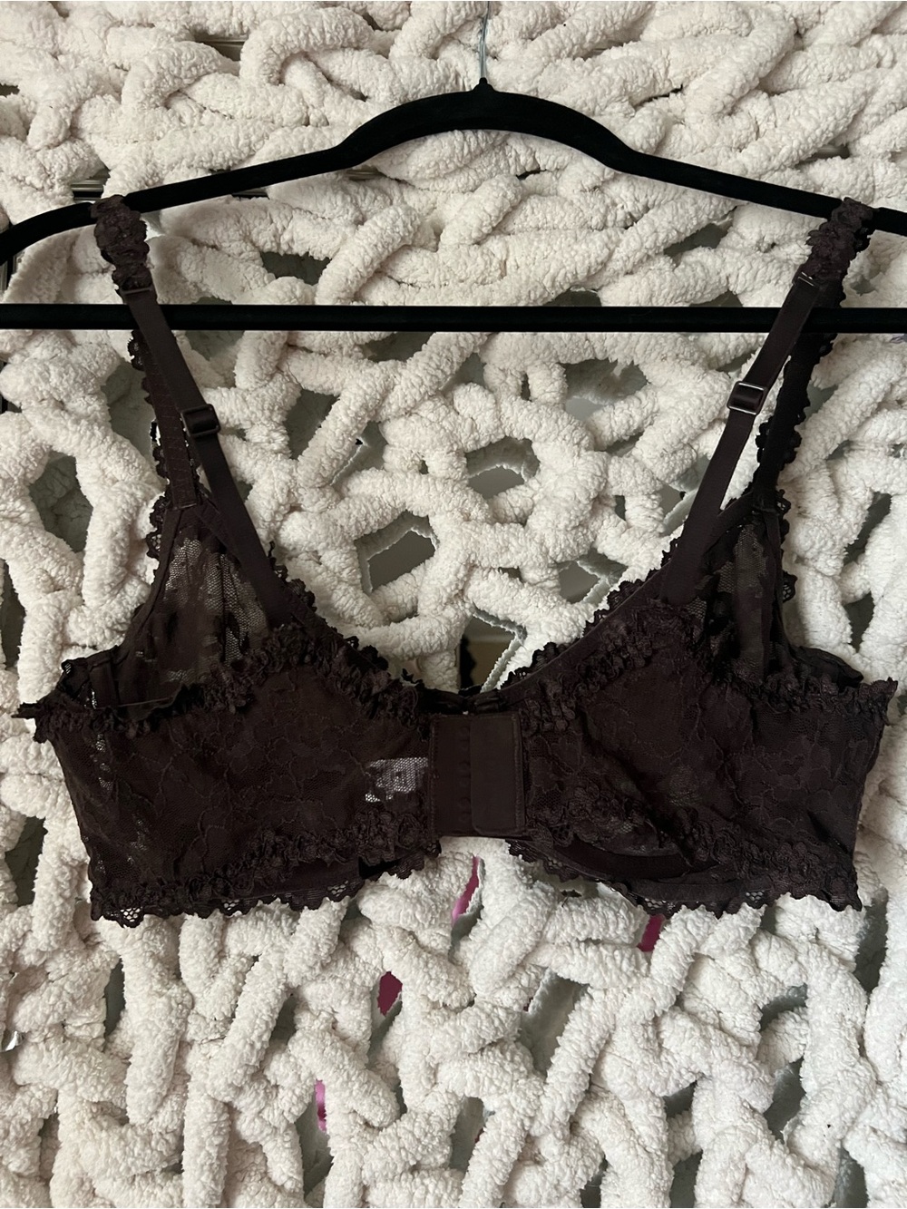 SKIMS UNLINED STRETCH LACE DEMI BRA NWOT - ESPRESSO - Picture 3 of 3